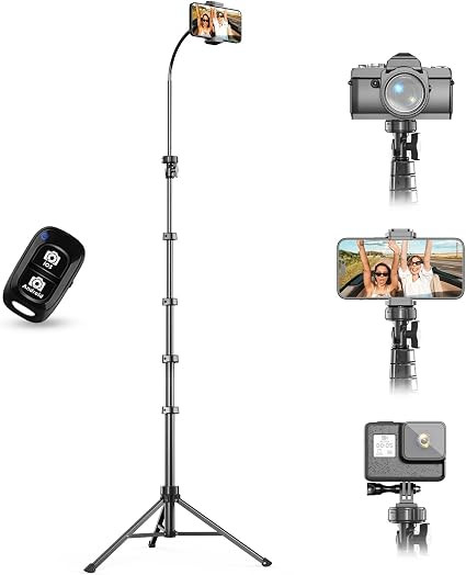 UBeesize 88’’ Flexible Phone Tripod with 14.95’’ Gooseneck, Remote and Phone Holder, Over... | Amazon (US)
