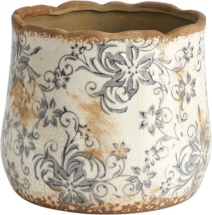 Nearly Natural 7in. Tuscan Ceramic Gray Scroll Planter | Amazon (US)