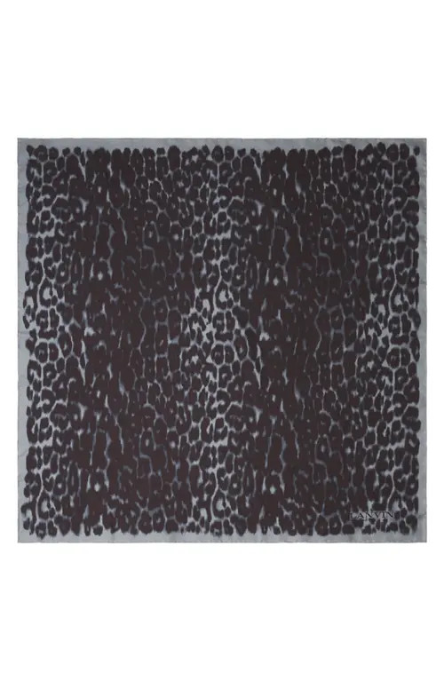 Lanvin Leopard Print Silk Scarf in Grey at Nordstrom | Nordstrom