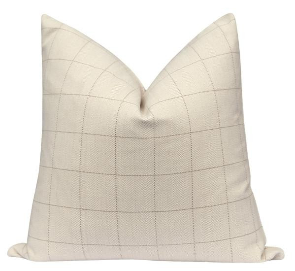 Fayette Sand Woven Plaid Pillow | Land of Pillows