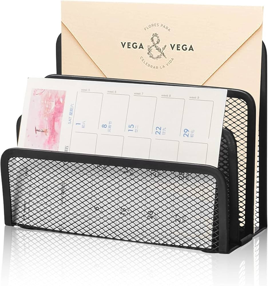 wishacc Desk Mail Organizer Small File Holders Letter Organizer Metal Mesh Document/Filing/Folder... | Amazon (US)