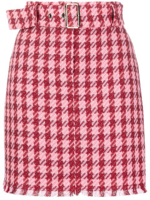 belted check-print mini skirt | Farfetch (US)