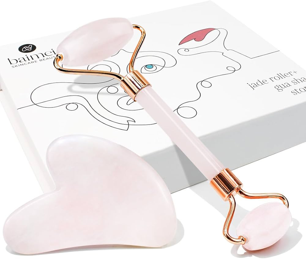 BAIMEI Rouleau de jade et Gua Sha, rouleau de beauté du visage, outils de soins de la peau, cade... | Amazon (CA)