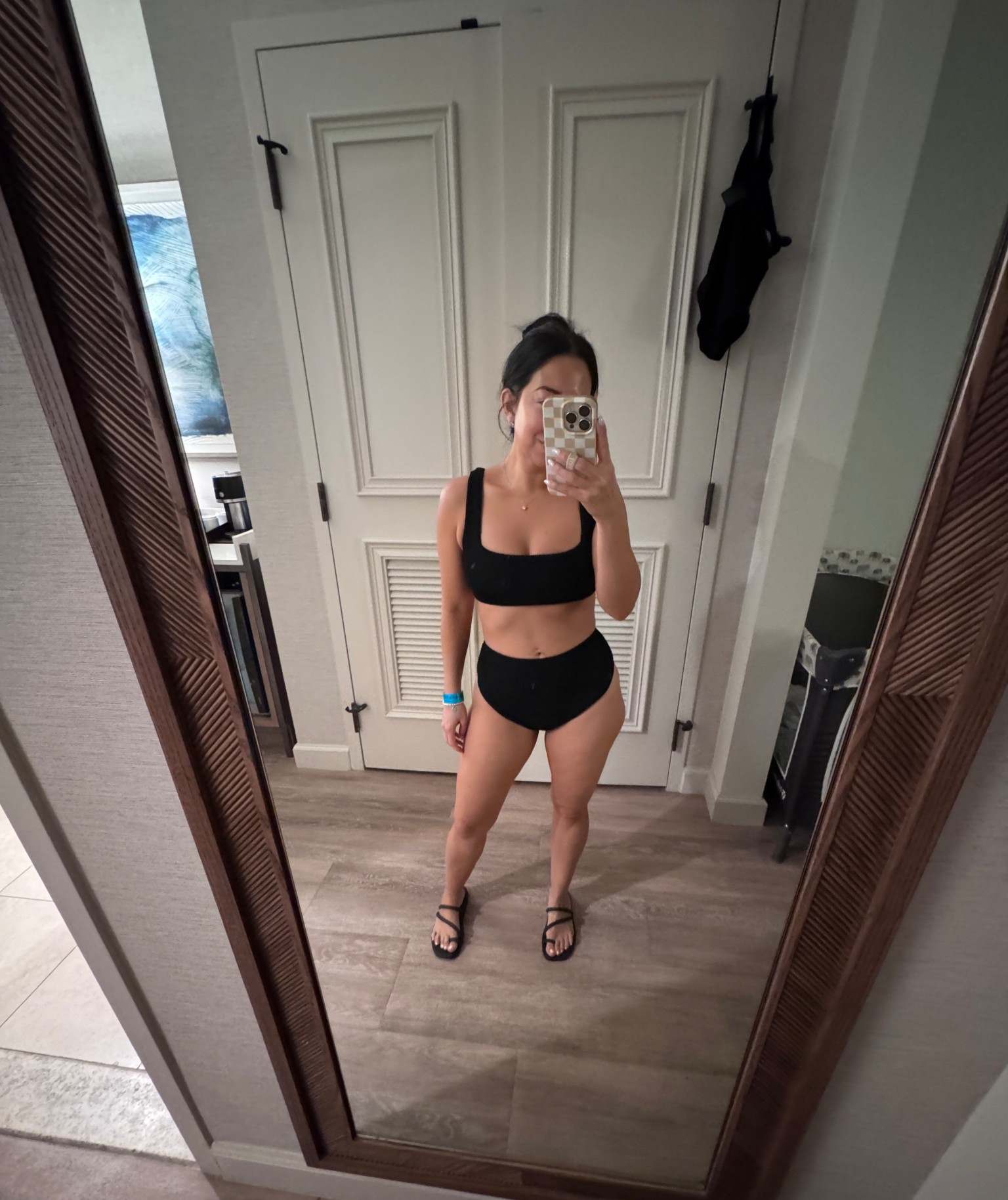 Today’s swim look. 
Black bikini from show me your mumu. Size Medium (tts for swimsuits- I always size up to medium). 
Swim coverup is crochet with an open back from amazon- love it and this brand! - size small. TTS (runs a little big)
Sandals are crocs. Tts. 
We took a boat ride and spent the day on a private island with a beach. 
Vacation. Travel  

#LTKPetite #LTKmomlife #LTKSwim