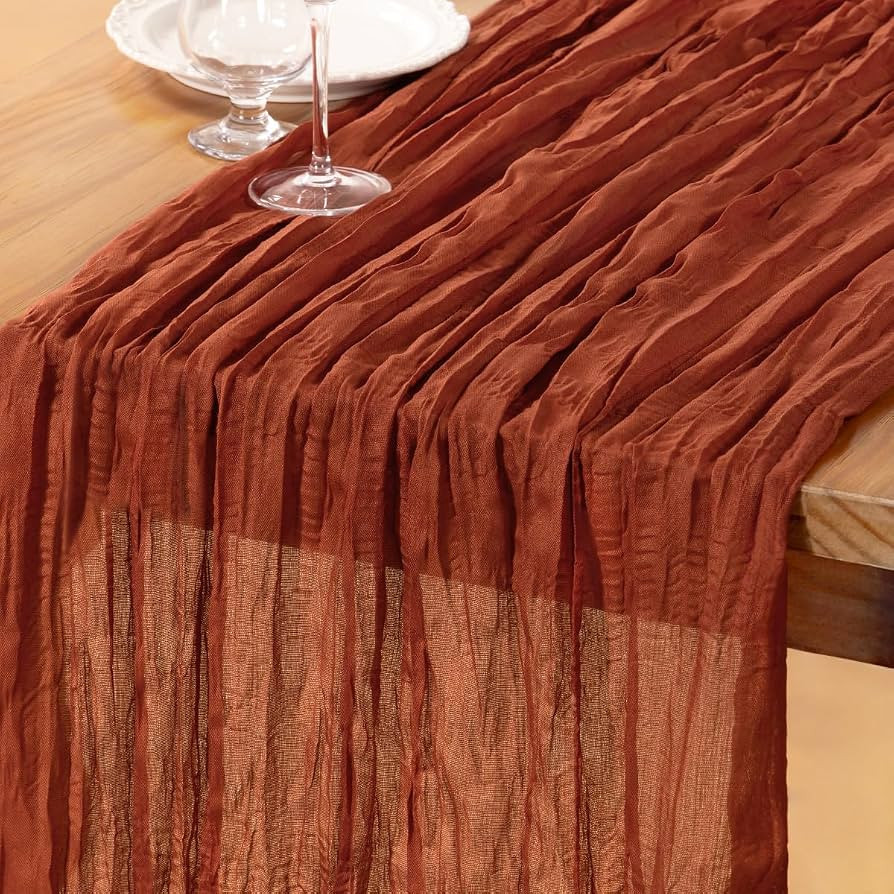 120Inch Gauze Thanksgiving Table Runner, Table Decor for Wedding Party Baby Shower Bridal Birthda... | Amazon (US)