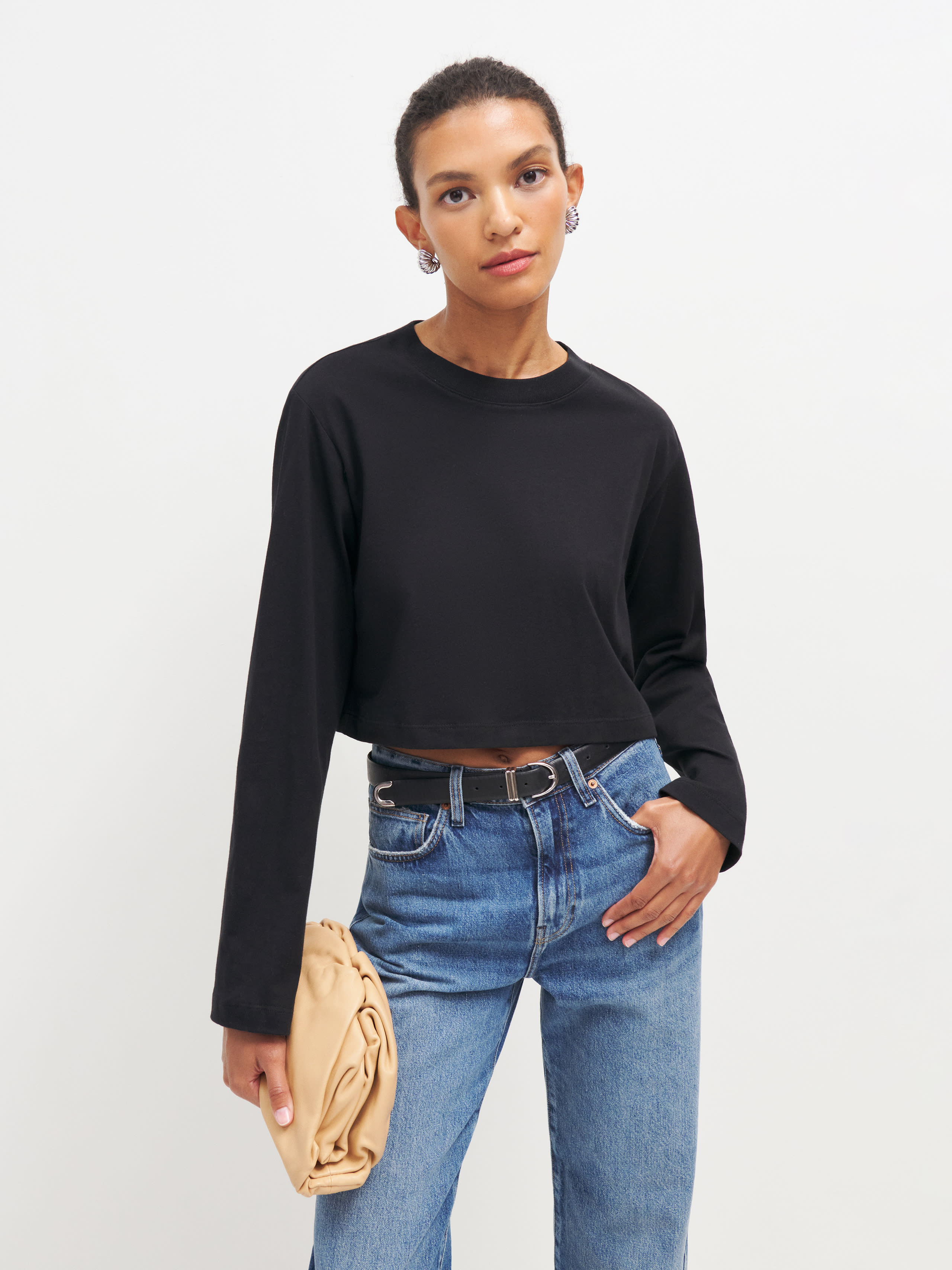 Becca Relaxed Long Sleeve Cropped Tee | Reformation (Global)