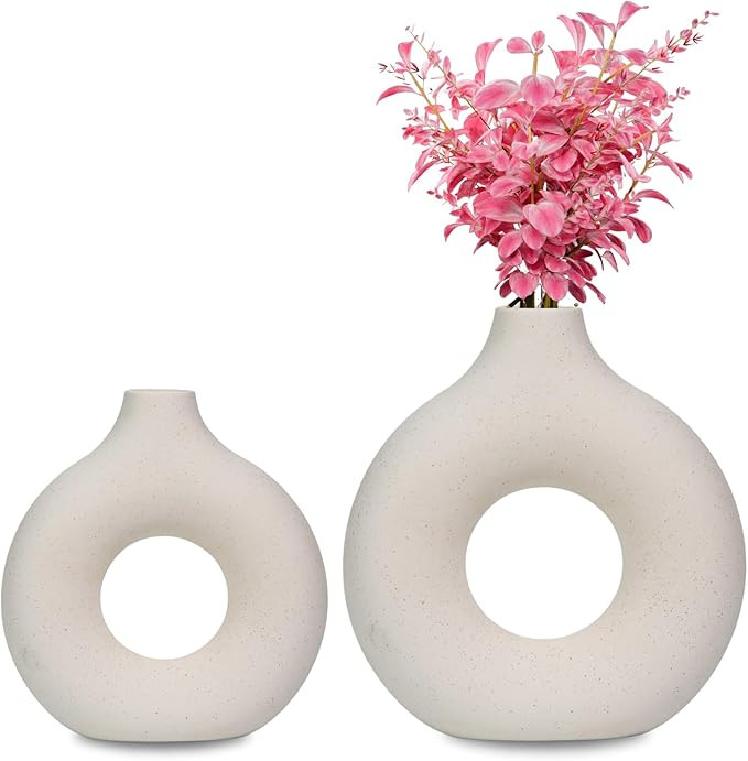 Ceramic Vases Set of 2 Vases for Decor, White Vase for Modern Home Decor, Dining Table Decor, Nor... | Amazon (US)