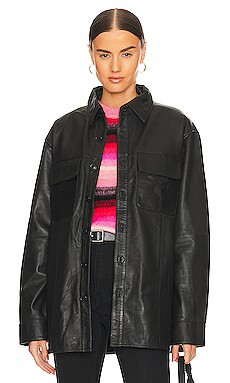 Deadwood Shoreline Leather Shacket in Black from Revolve.com | Revolve Clothing (Global)