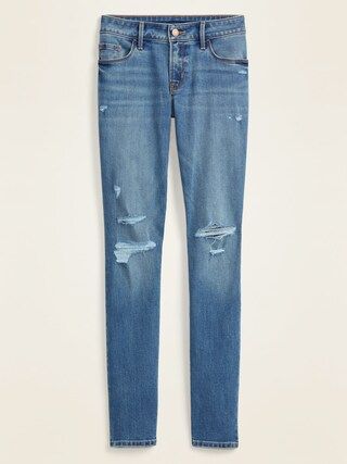 Low-Rise Distressed Pop Icon Skinny Jeans for Women | Old Navy (US)