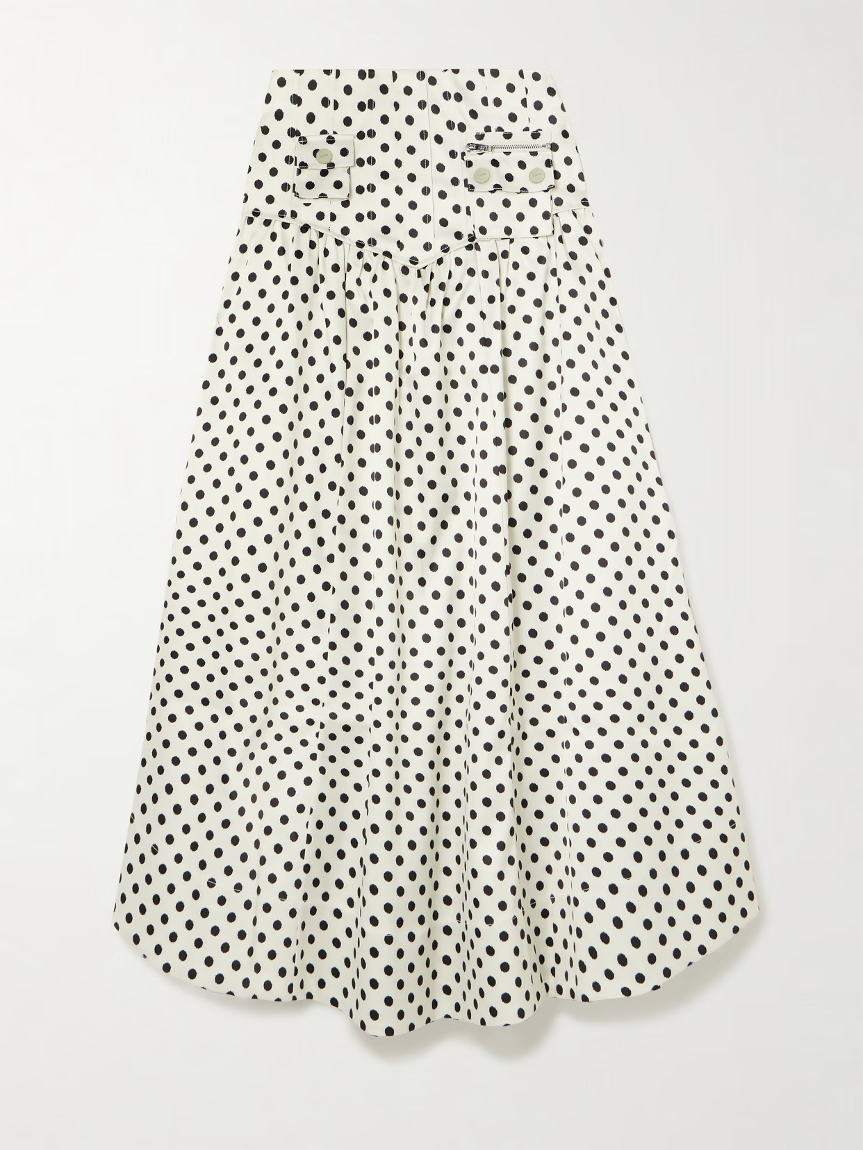 GANNI - Egret Polka-dot Recycled-satin Maxi Skirt - Cream | NET-A-PORTER (US)