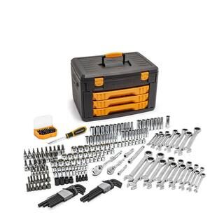 GEARWRENCH 1/4 in. and 3/8 in. Drive Standard and Deep SAE/Metric Mechanics Tool Set in 3-Drawer ... | The Home Depot