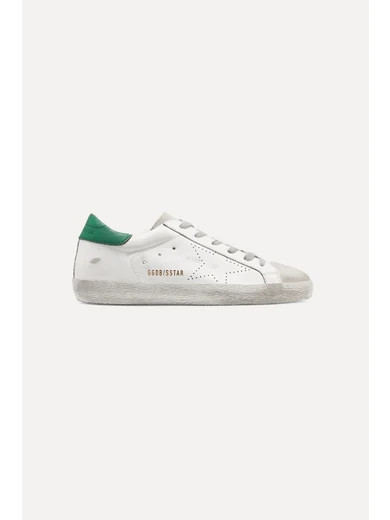 Superstar distressed leather and suede sneakers | NET-A-PORTER (US)