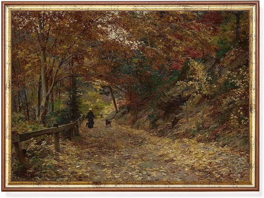 Vintage Fall Landscape, Antique Autumn Painting, Moody Rustic Print, Farmhouse Decor, Fine Art, P... | Amazon (US)