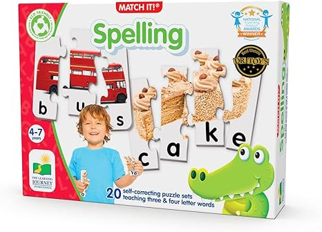The Learning Journey: Match It! - Spelling - 20 Piece Self-Correcting Spelling Puzzle for Three a... | Amazon (US)