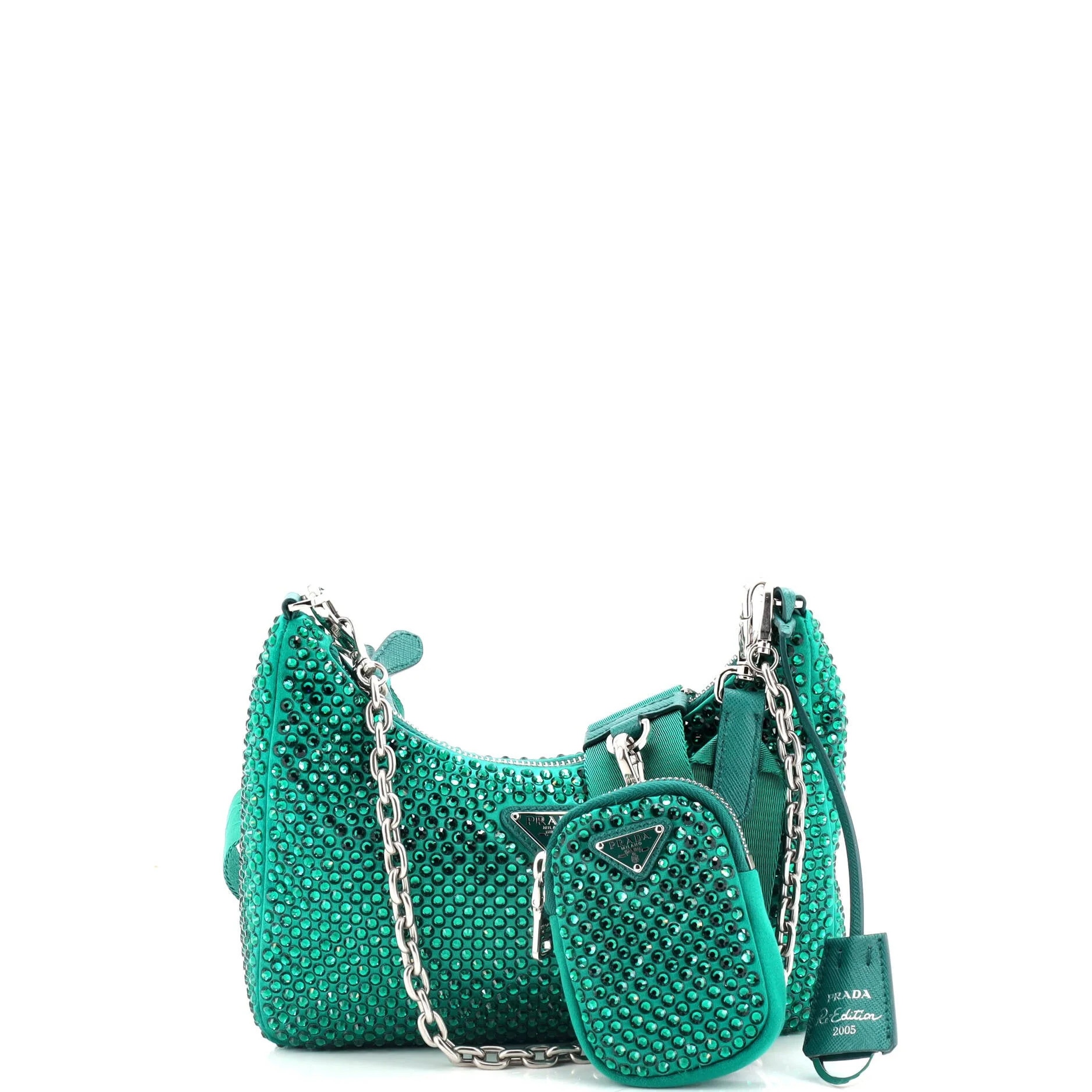 Re-Edition 2005 Shoulder Bag Crystal Embellished Satin Small | Shop Simon