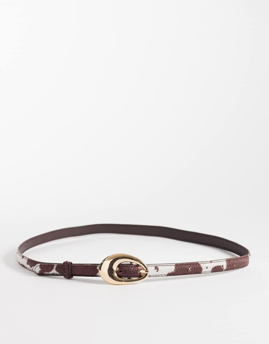 New Look cow print belt in brown-Multi | ASOS (Global)