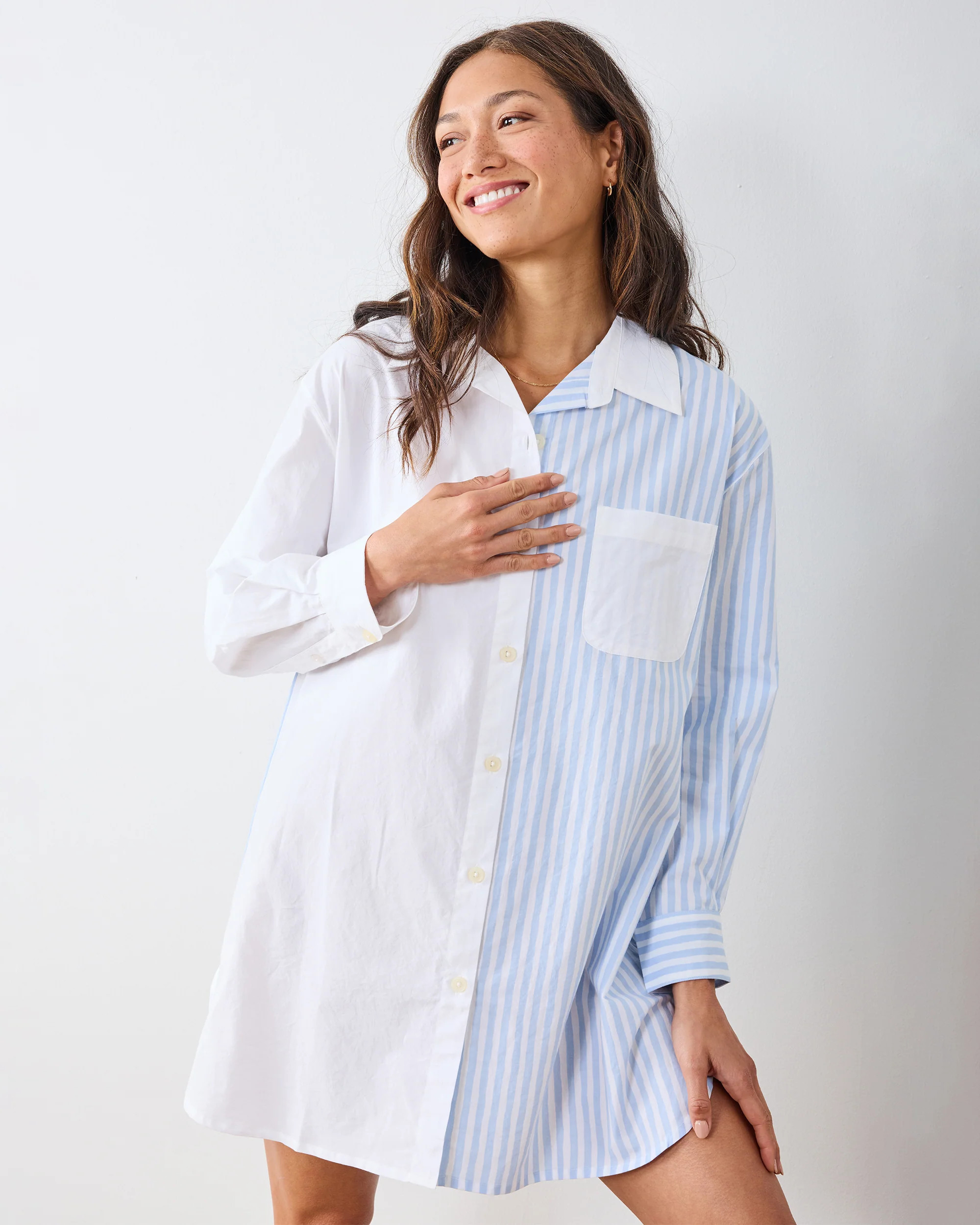 Weekend Stripes - Everyday Button Down - Blue Skies | Printfresh