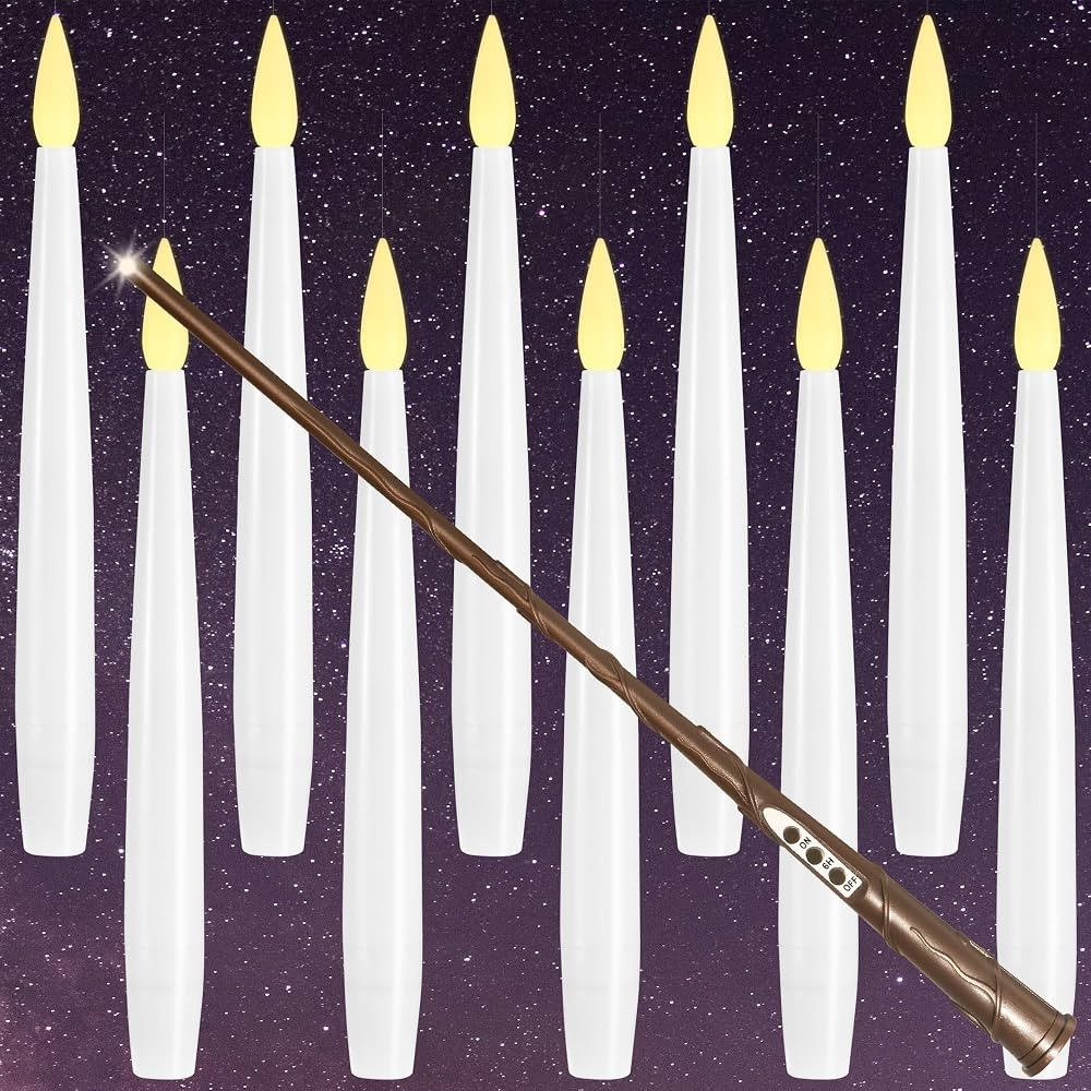 LUSHARBOR Floating Candles with Wand Remote, 10pcs Flameless Candles with Timer, 6.1" Magic Flick... | Amazon (US)