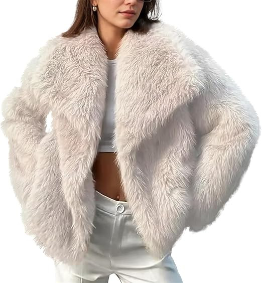 Ainangua Womens Faux Fur Coat Shaggy Oversized Lapel Button Fuzzy Ladies Jackets Warm Winter Outf... | Amazon (US)