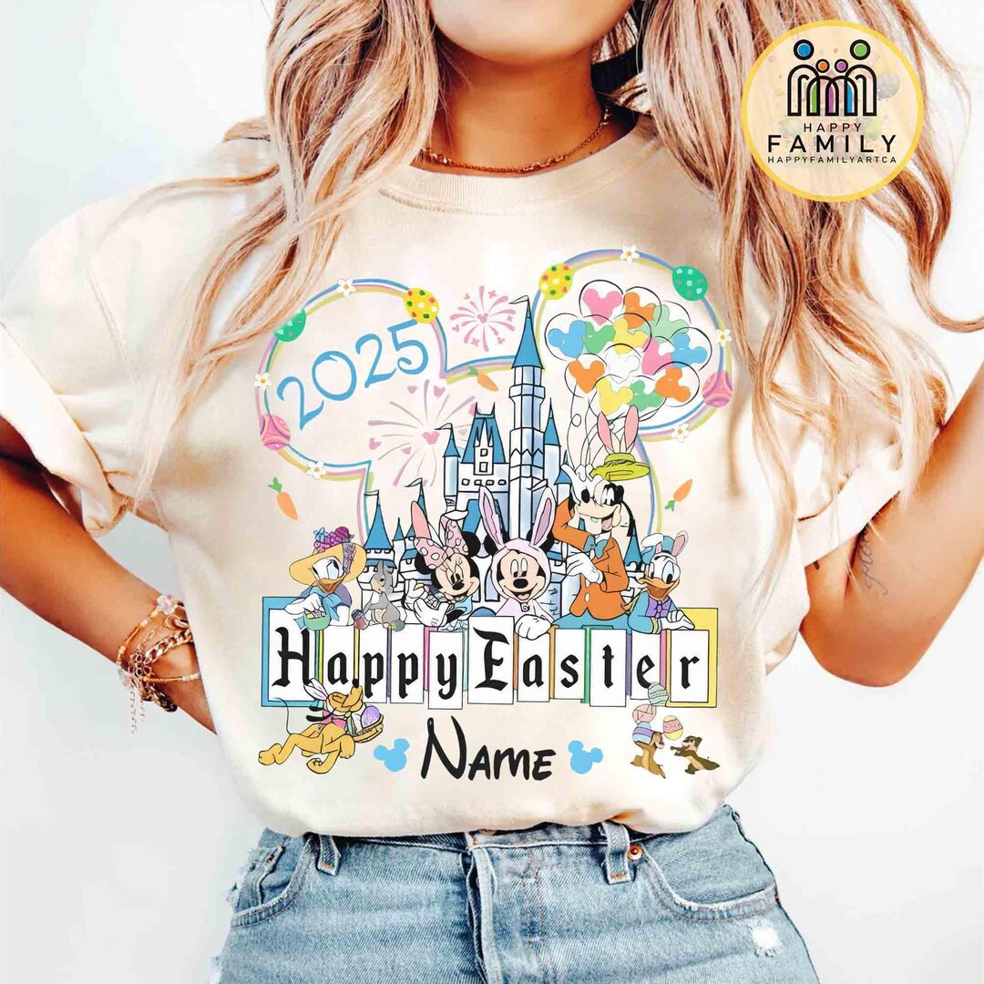 Personalized Mickey and Friends Castle Disney Easter Shirt, Disney Balloons Easter Bunny Eggs, WD... | Etsy (US)