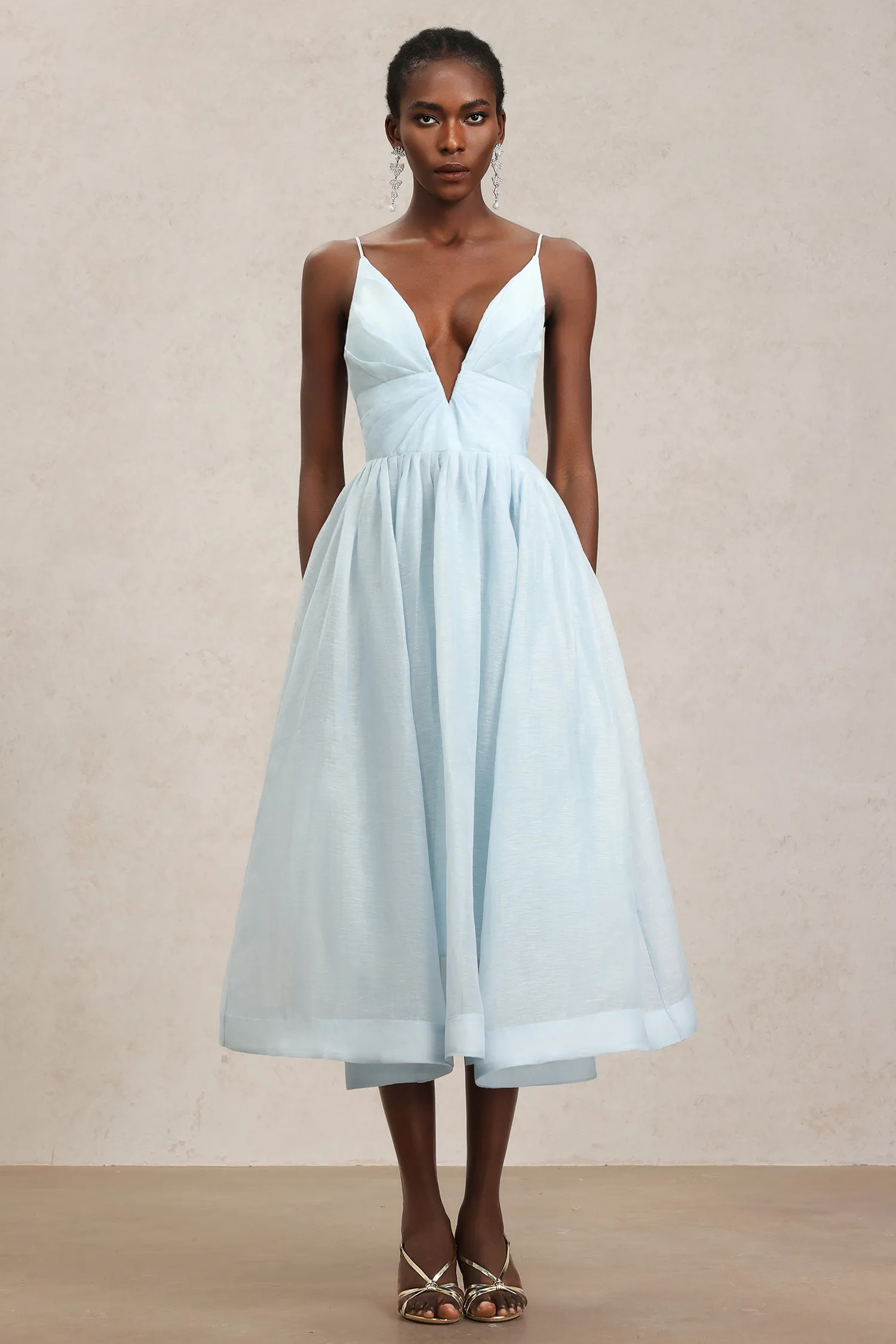 Radmila Halter Deep-V Folds Maxi Dress | Bellabarnett Affiliate Marketing