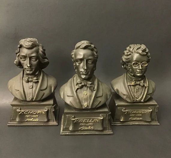 Set of 3 Vintage Composer Busts Ks Collection Resin Chopin - Etsy | Etsy (US)