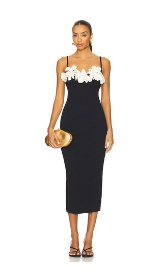 Breeze Jacquard Colorblock Midi Dress in Black | Revolve Clothing (Global)