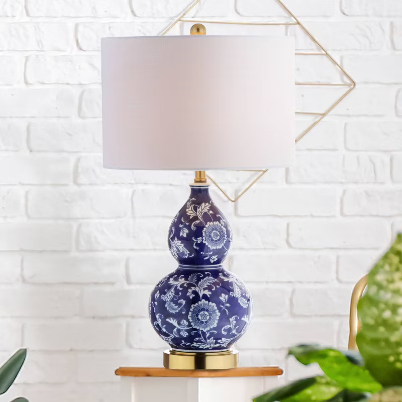 27" Ceramic Lee Chinoiserie Table Lamp (Includes LED Light Bulb) Blue - JONATHAN Y | Target