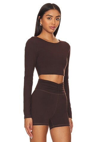 Haley Cropped Long Sleeve Top in Deep Brown | Revolve Clothing (Global)