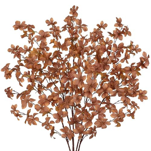33.5" Long Artificial Fall Leaves Stems for Table Centerpieces, 5 Pcs Faux Fall Stems and Branches for Vase Filler, Falls Greenery Stems for Farmhouse Autumn Harvest Thanksgiving Decor, Deep Brown | Amazon (US)