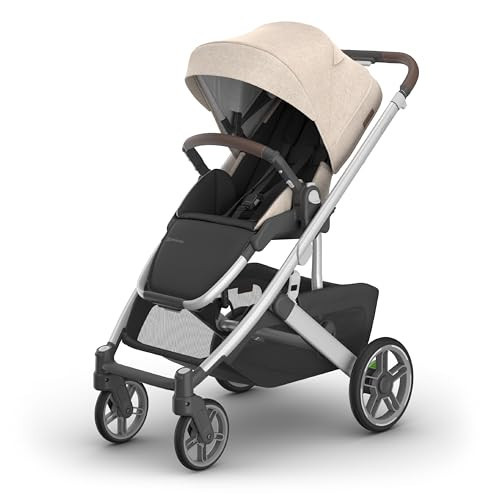UPPAbaby Cruz V3 Stroller - from Birth + Car Seat Compatible - Full-Size, Reversible Seat - Infant Insert, Bug and Rain Shields Included - Declan (Oat Mélange/Silver Frame/Chestnut Leather) | Amazon (US)