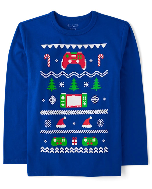 Boys Christmas Game Controller Graphic Tee - blue | The Children's Place