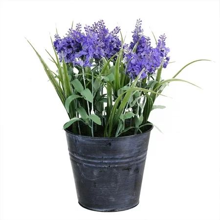 12"" Artificial Lavender Arrangement in Decorative Distressed Blue Pot | Walmart (US)