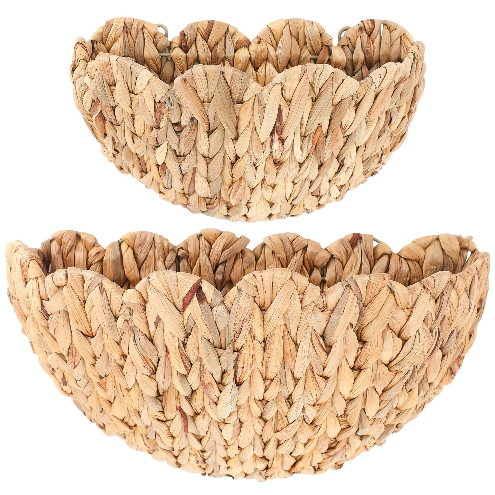 2 Pack Scalloped Wall Baskets Hanging Baskets Large and Small Decorative Woven Storage Holder for... | Amazon (US)