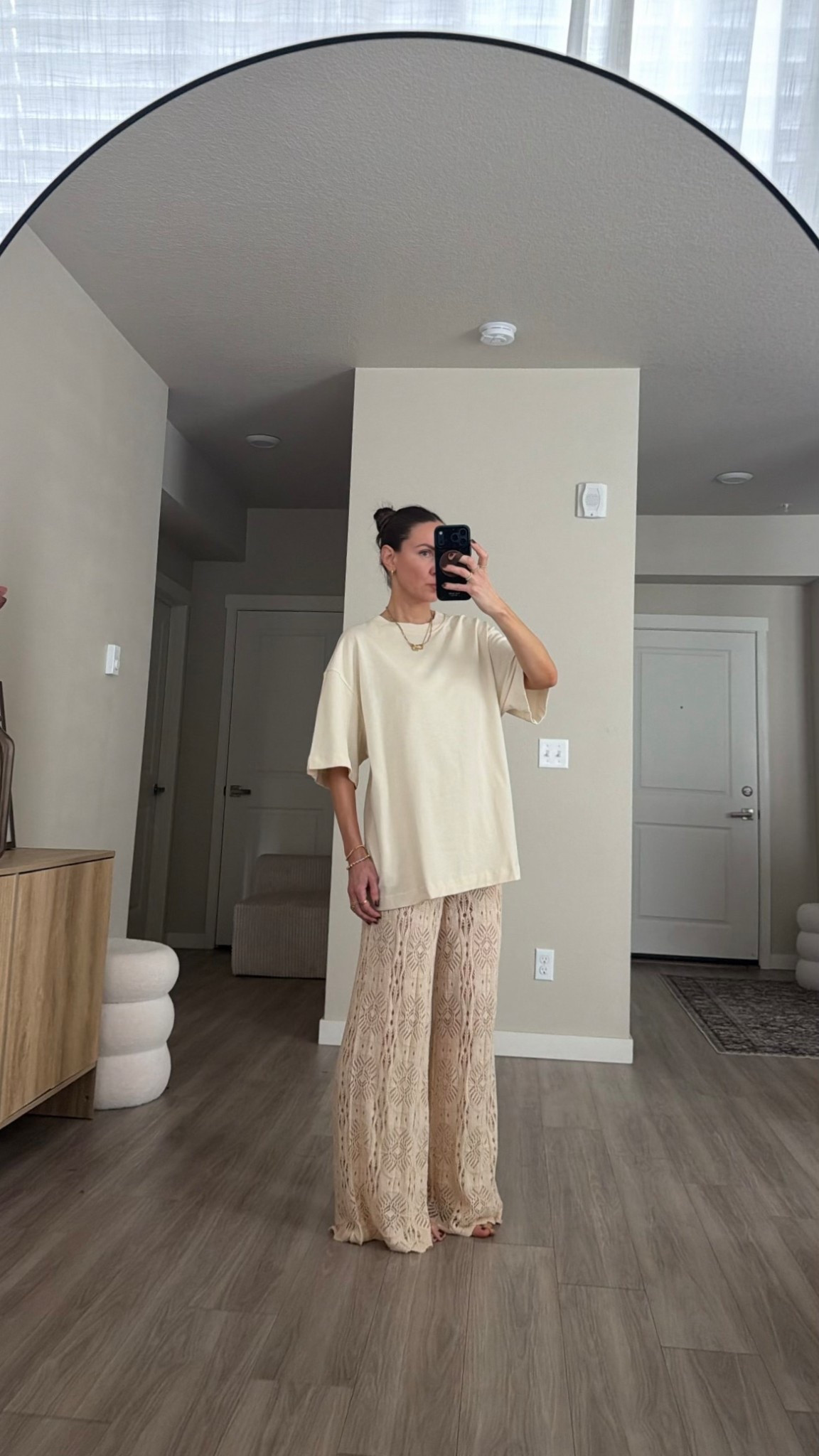 Just shy of 5’7 and wearing small in both 