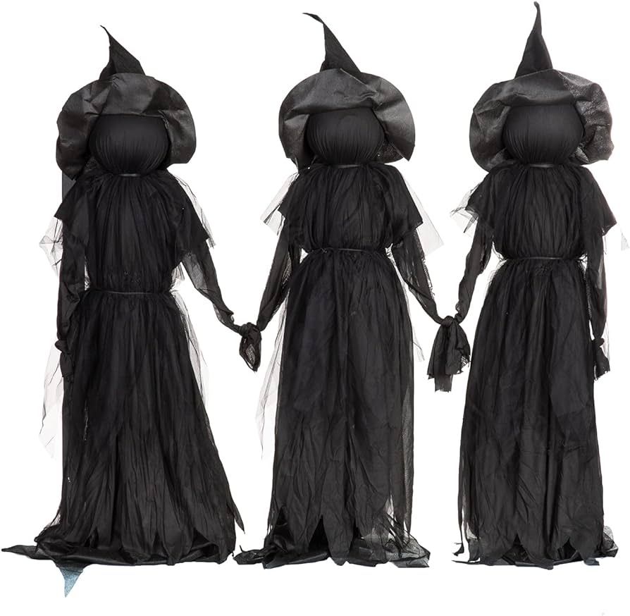 Evergreen Set of 3 LED Halloween Black Witches with Hats Stakes | 4 Feet Tall | Outdoor Safe | We... | Amazon (US)