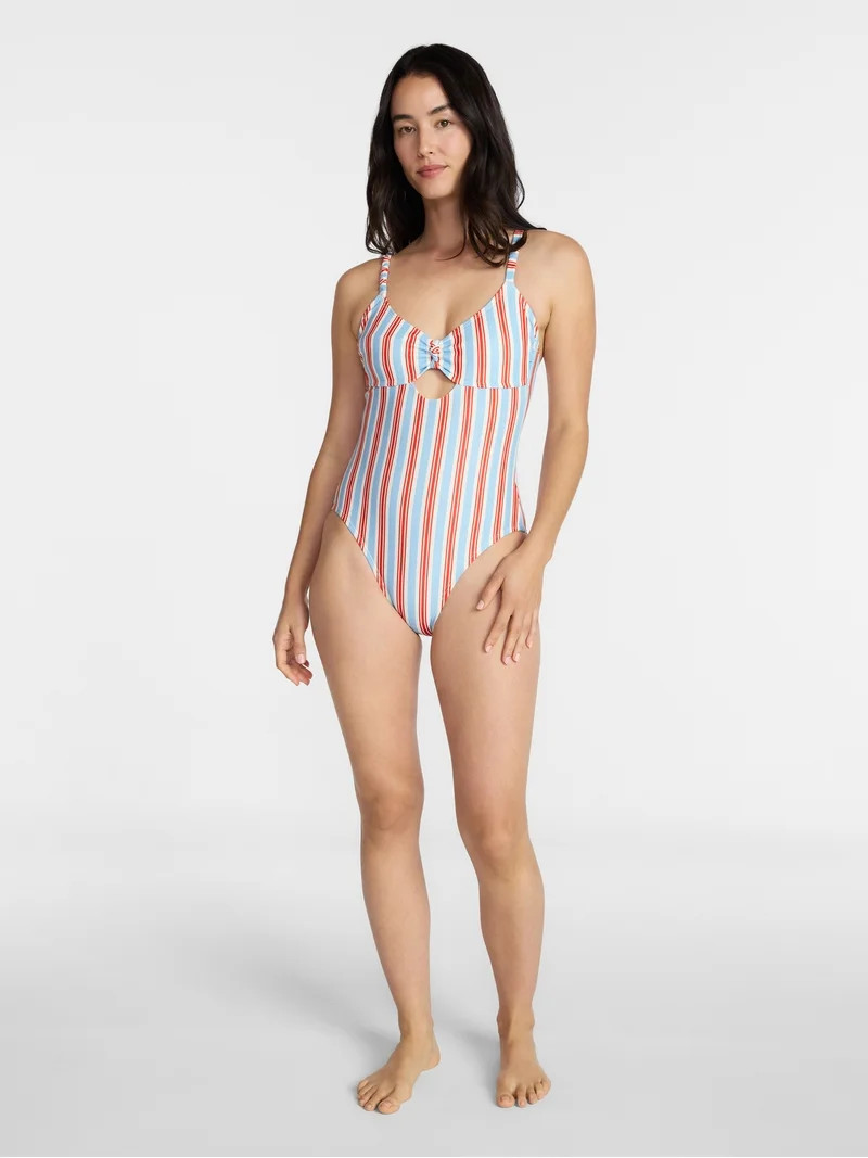 Time and Tru Women's and Women's Plus Knot Front and Keyhole One Piece Swimsuit, Sizes XS-3X | Walmart (US)