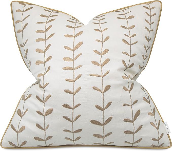VAGMINE Embroidered Cotton Square Decorative Accent Throw Pillow Cover - for Master Bedroom, New ... | Amazon (US)