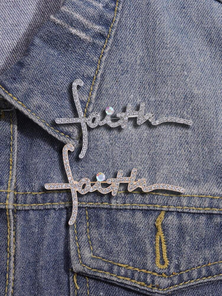 1pc Fashionable Letter Faith Cross Brooch, Unisex Pin For Clothing, Bags And Accessories Pins(Wit... | SHEIN