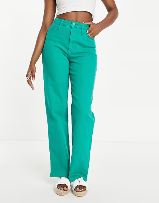 Hollister ultra high rise dad jeans in green | ASOS (Global)