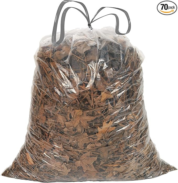 39 Gallon 1.0 MIL Clear Drawstring Trash Bags - 33" x 40" - Pack of 70 - For Lawn & Leaf | Amazon (US)