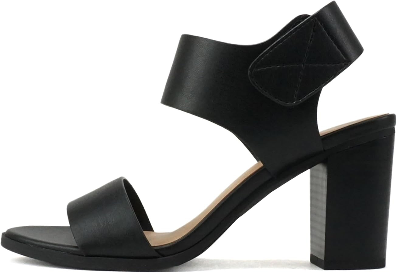 Soda Wait-A ~ Women Open Round Toe Chunky Heel Ankle Strap High Heel Dress Sandals | Amazon (US)