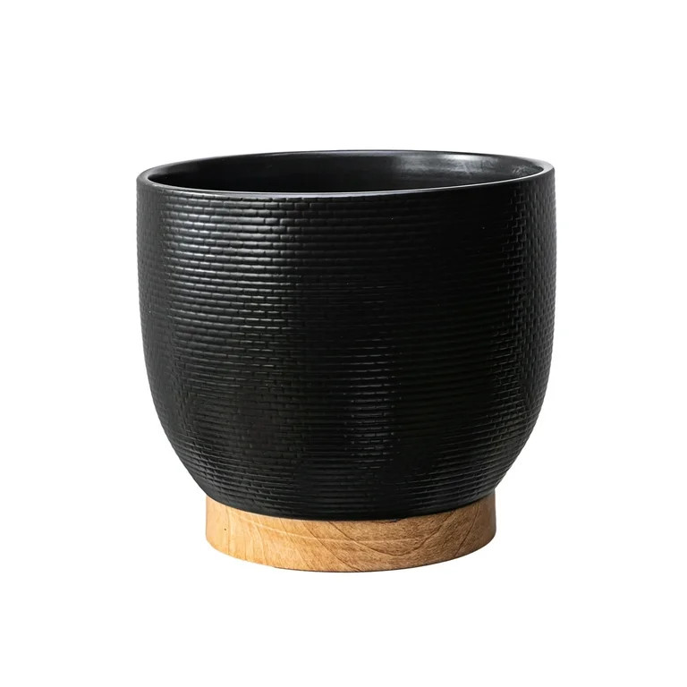 Better Homes & Gardens 10 inch Channing Woven Black Ceramic Planter | Walmart (US)