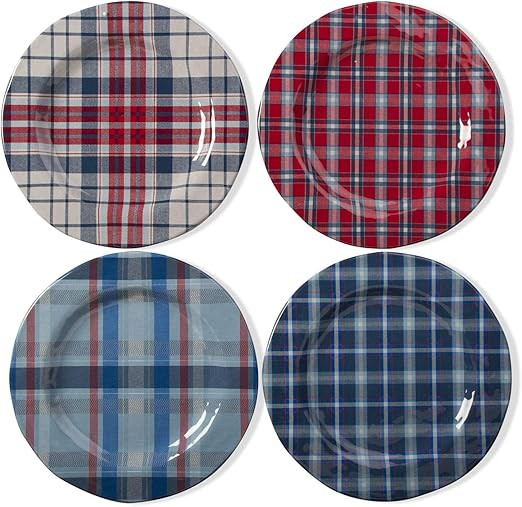 TAG Jessie Red, White & Blue Patriotic Melamine Dinner Plate Set Of 4 Dinnerware Serving Plate Mu... | Amazon (US)