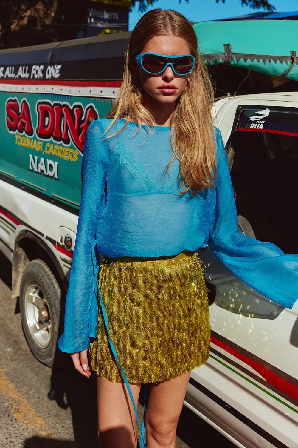 Freida Sequin Mini Skirt Chartreuse | VRG Grl