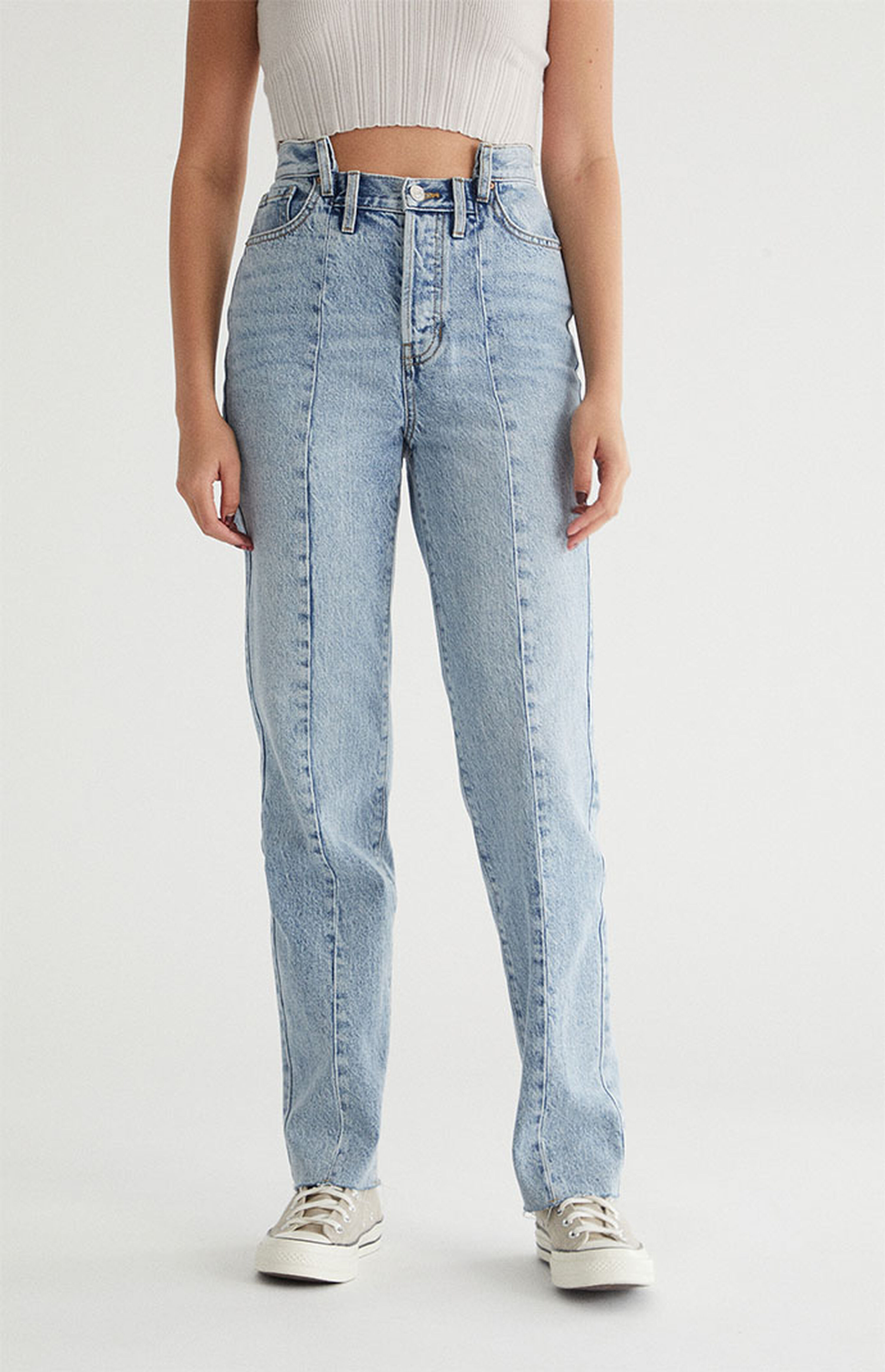 PacSun Eco Light Blue Cutout Waistband Dad Jeans | PacSun | PacSun