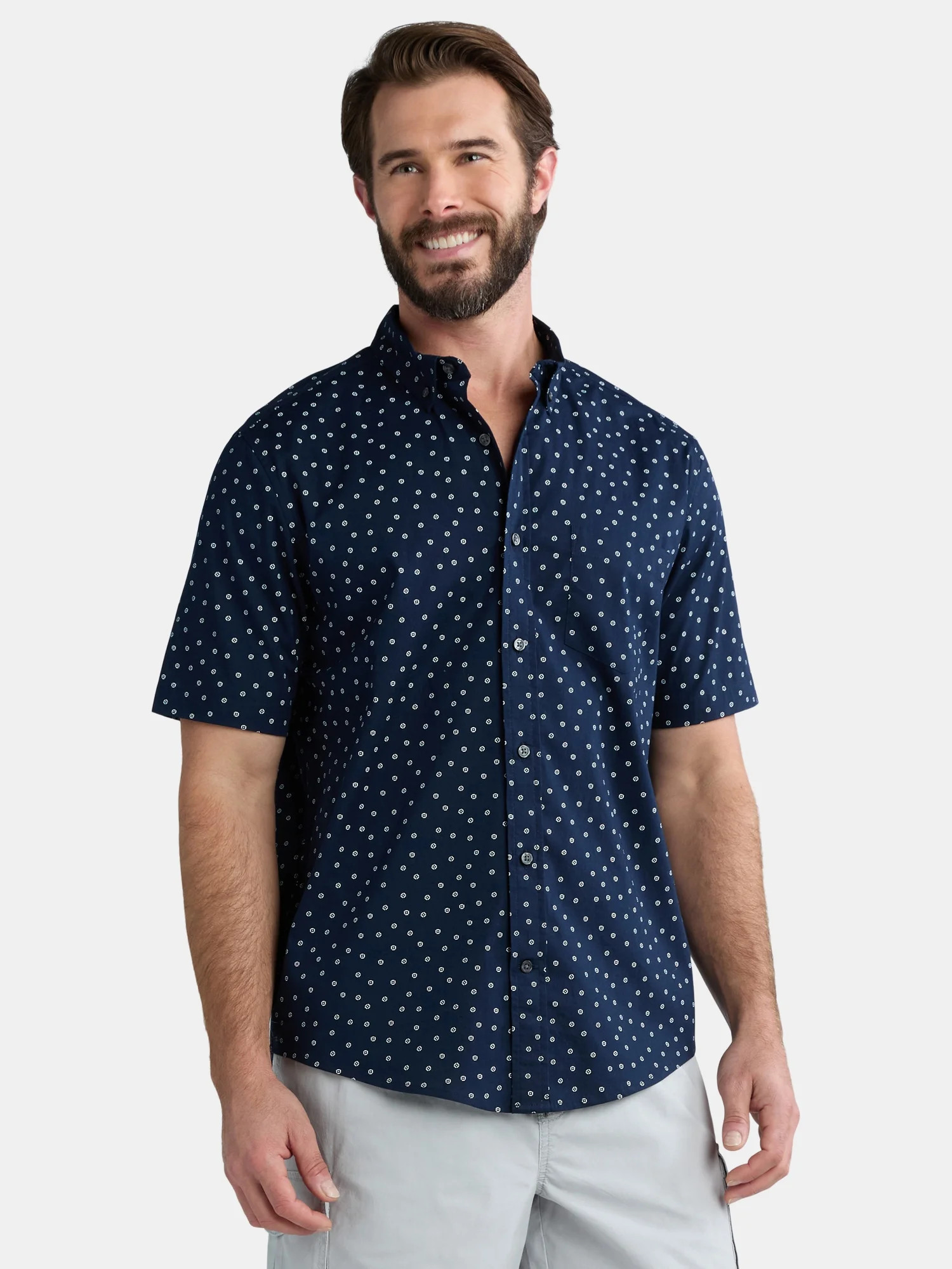 George Men's & Big Men's Short Sleeve Button-Up Poplin Shirt, Sizes S-3XL | Walmart (US)