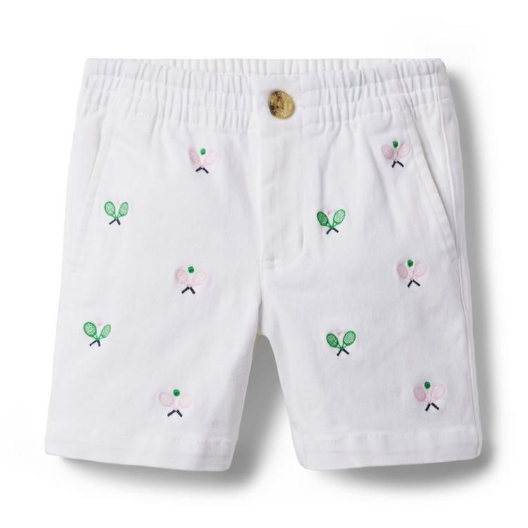 Embroidered Twill Pull-On Button-Front Short | Janie and Jack