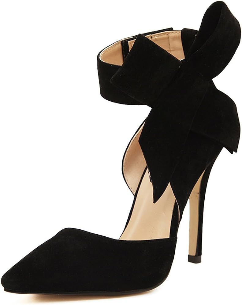 fereshte Women's D'Orsay Pointy Toe Stiletto High Heel Dress Pumps with Bowknot | Amazon (US)
