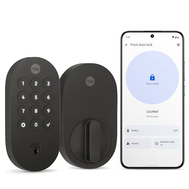 Yale With Matter, Designed for Google Home, Matte Black Smart Bluetooth Keypad Electronic Deadbol... | Lowe's